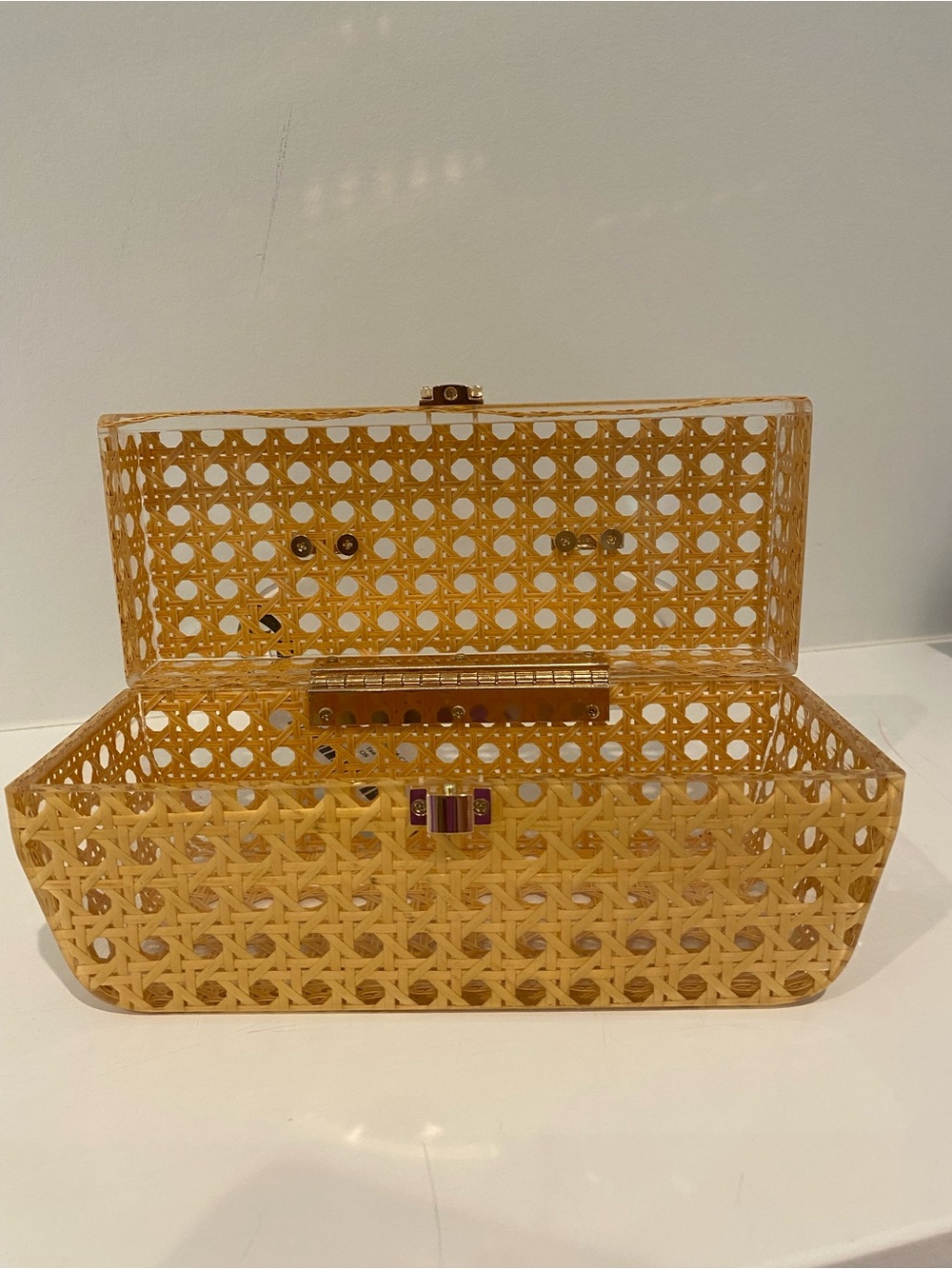 Tuckernuck Acrylic Tan Box Clutch with Clear Handle - NWT - Picture 5 of 6